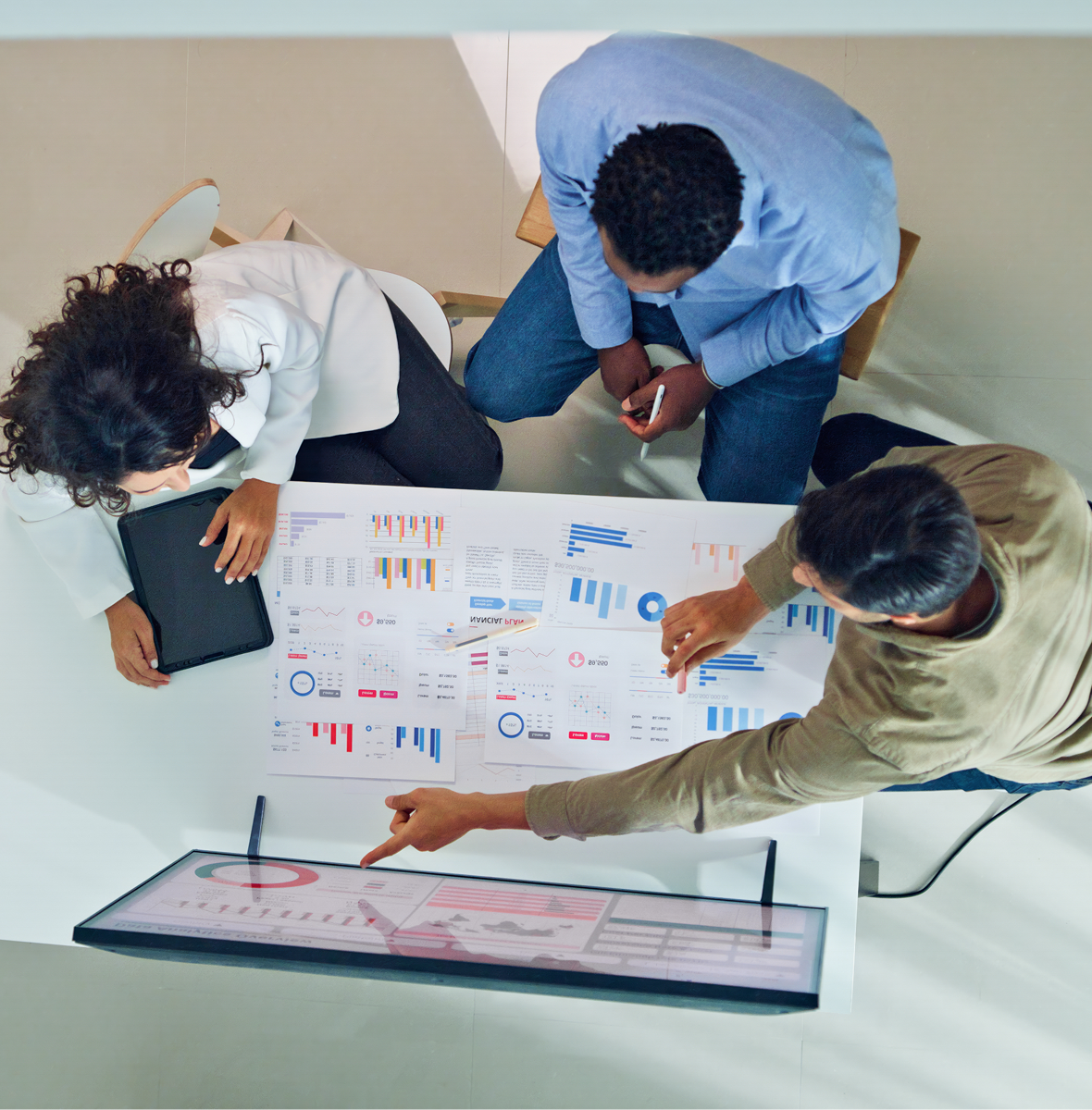 Colleagues reviewing data presentation
